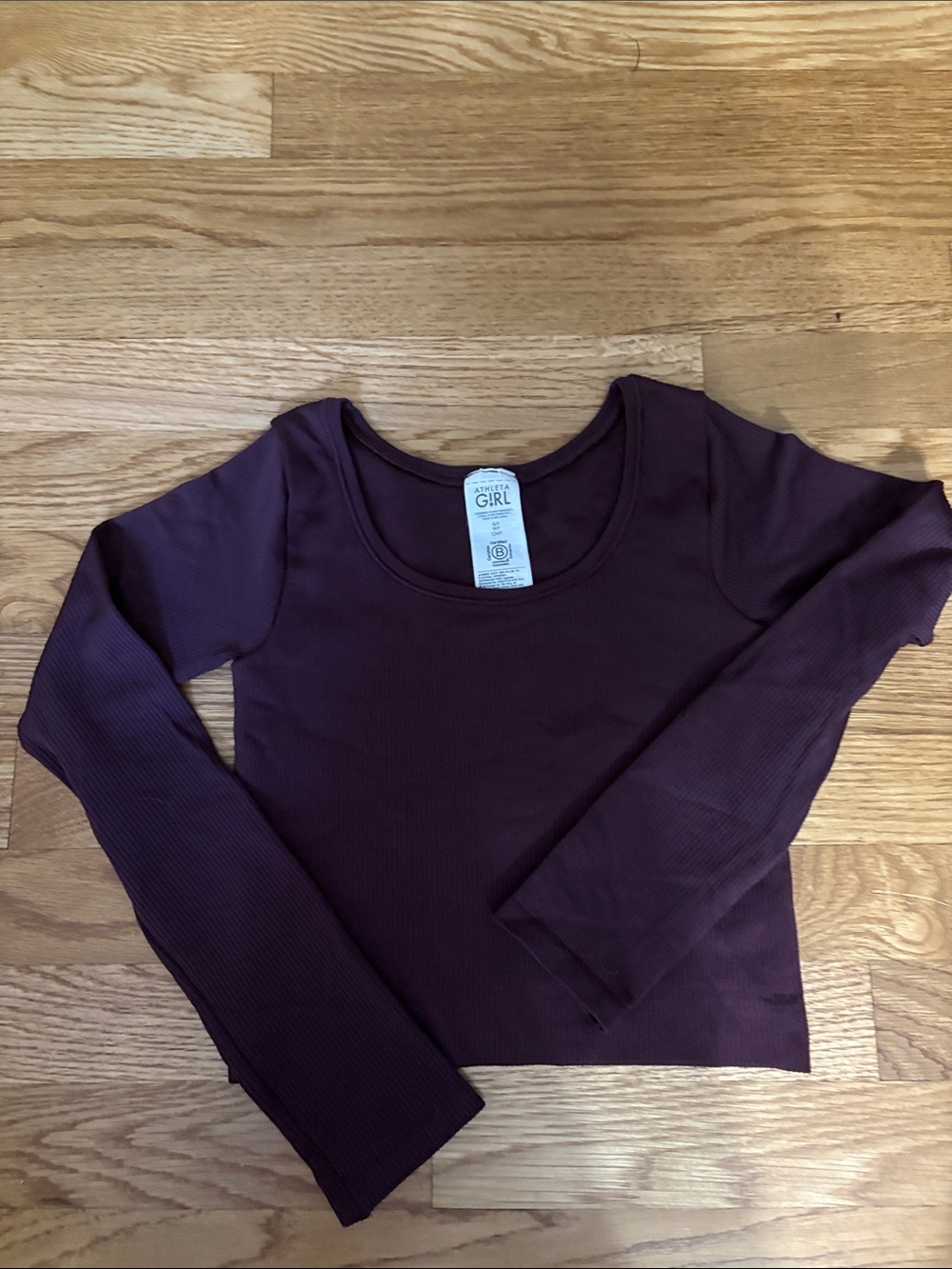 Athleta Girl Ribbed Scoop Neck Crop Top in Deep Wine